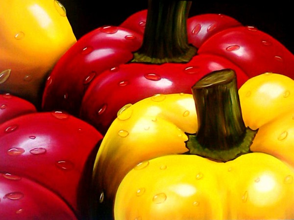 Yellow and red peppers