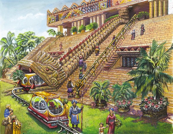Antlantean Temple with electric cars