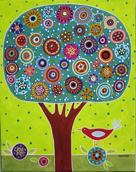 Bird On Bloom And Tree