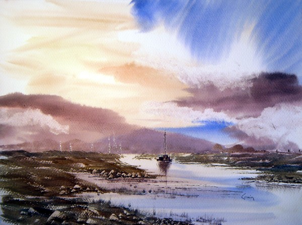 River Axe Estuary, Uphill towards Brent Knoll