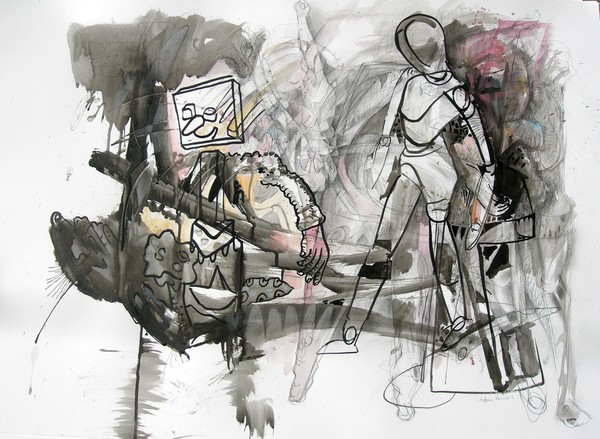 Serie NATURALEZA SUMERGIDA (VI). Técnica mixta sobre cartulina. 100 x70 cms. Año 2008