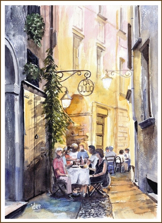Dinner by streetlight