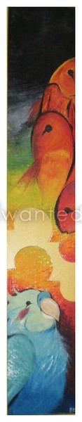 Parrot and goldfishes