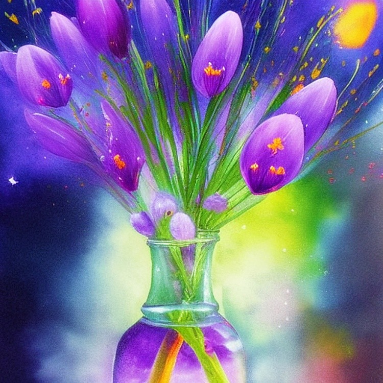 Purple crocus ink and water art