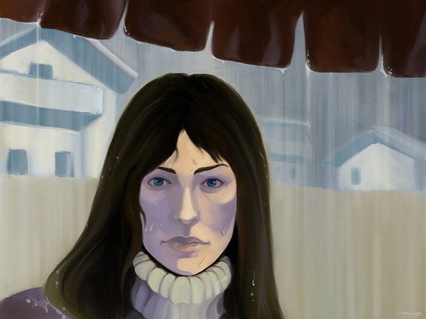 woman in the rain