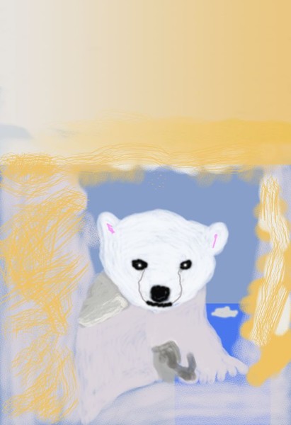 O410 Baby Polar Bear under Mommy