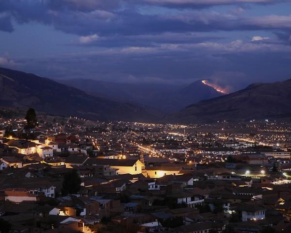 Mountain on fire, Cusco, Peru
