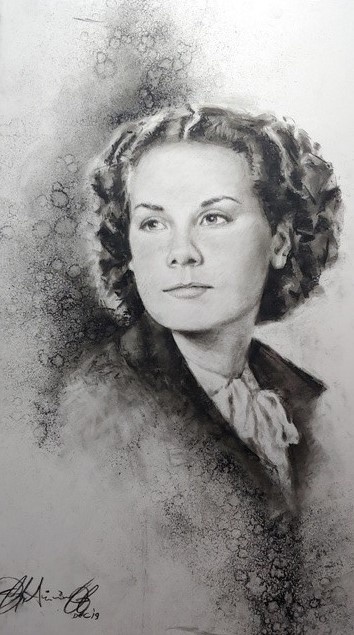 Charcoal from 1940's photo