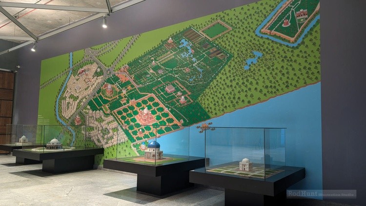 Humayun's Tomb Museum Illustrated Map Mural