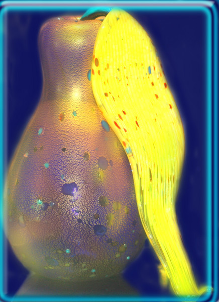 RAKU VASE WITH YELLOW TONGUE BY Dale Chihuly