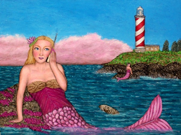 Mermaid on Her Mobile