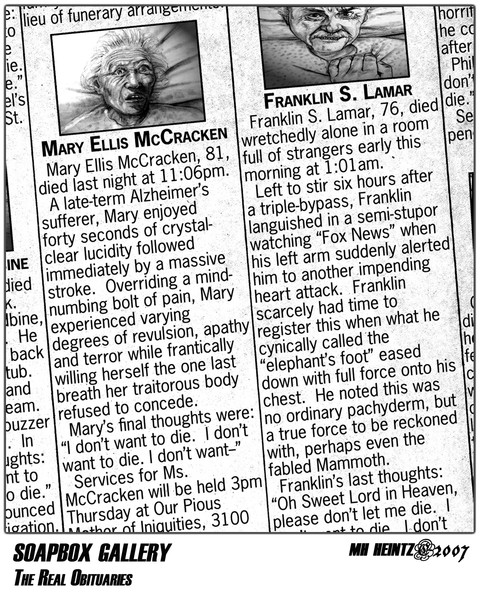 SOAPBOX GALLERY: THE REAL OBITUARIES