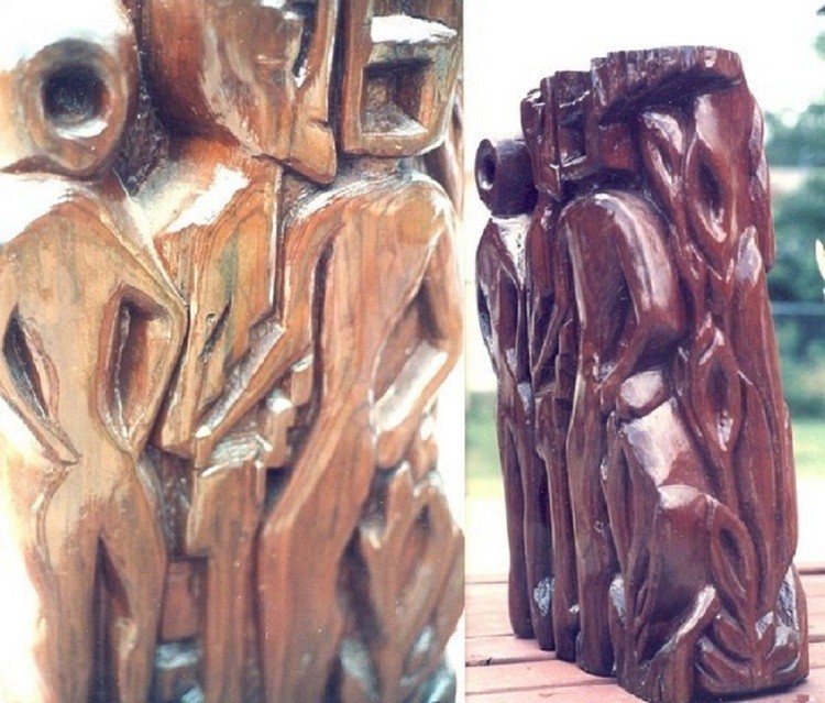 ADAM AND EVE AND THE SERPENT...(c) 1984...WOOD SCULPTURE...from--ELTON'S ART TIME VAULT...---------