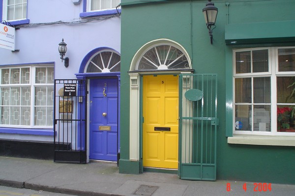 Blue and yellow doors