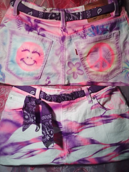 Handmade airbrushed white levi purse