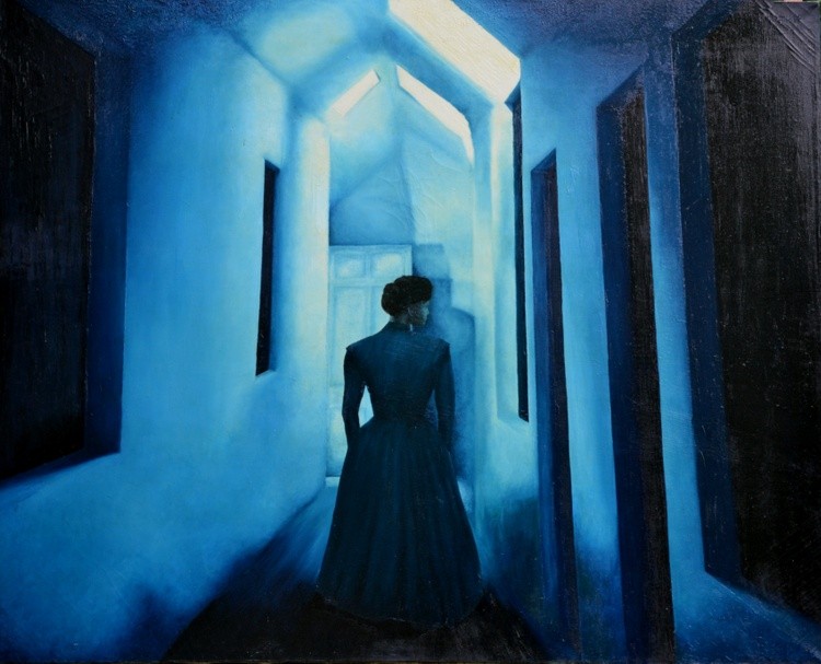Blue Lady in the Hall 48 X 60 fs