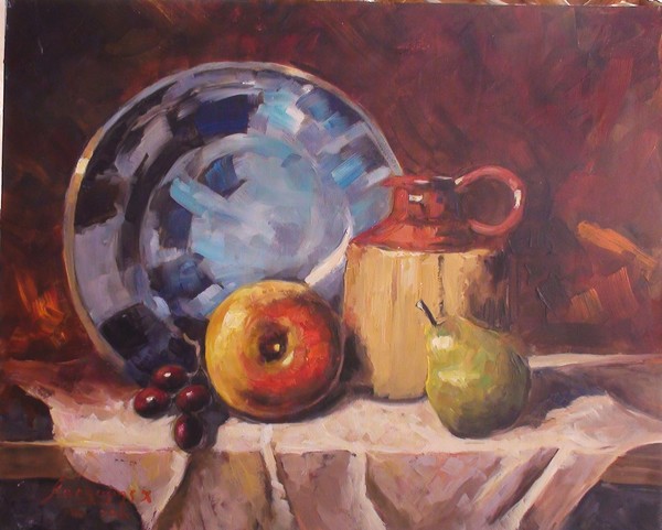 Still life with plate and mug