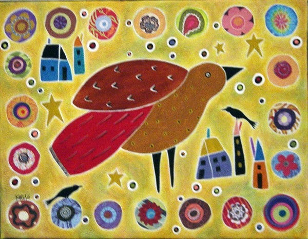 Folk Art Bird Collage