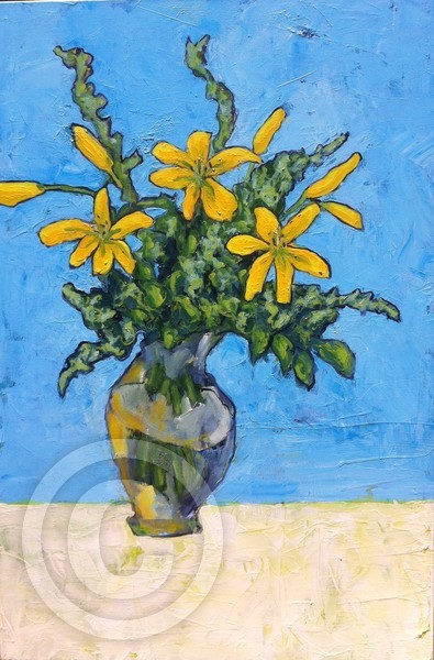 Lemon Lilies in a Crystal Vase