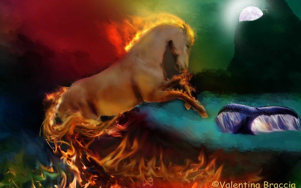 horse in fire