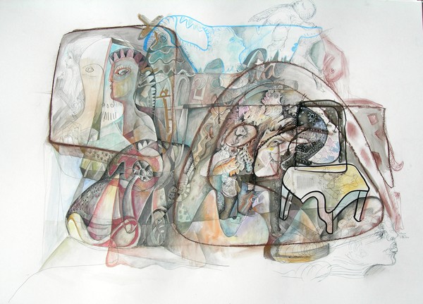 Serie NATURALEZA SUMERGIDA (VII). Técnica mixta sobre cartulina. 100 x 70 cms. año 2008