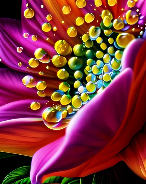 Bursting purple, yellow and orange blossom