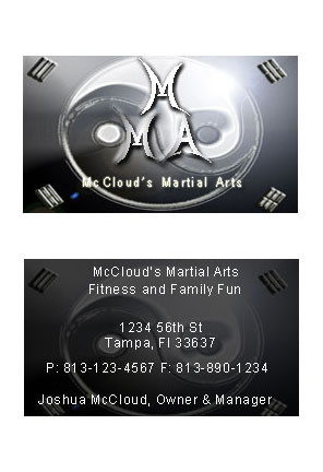 martial arts business card
