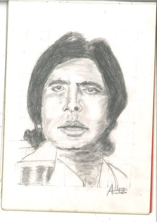 Great Pencil Sketch Of Amitabh Bachchan - Desi Painters