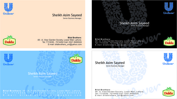 Uniliver  visiting cards