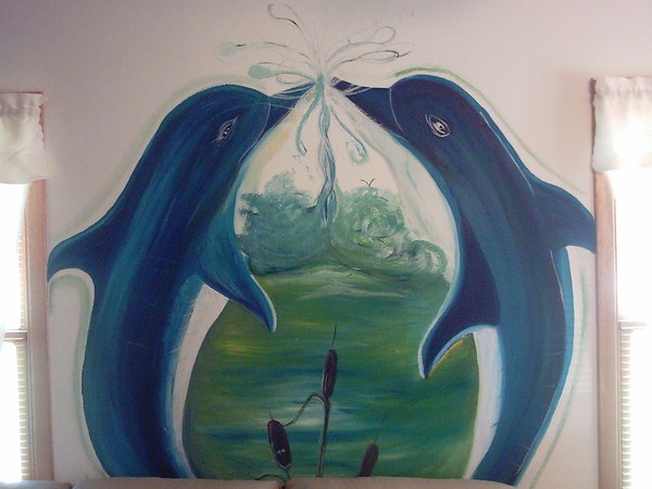 Mural Dolphins Kissing