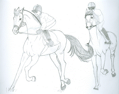 2 Race Horses and Riders