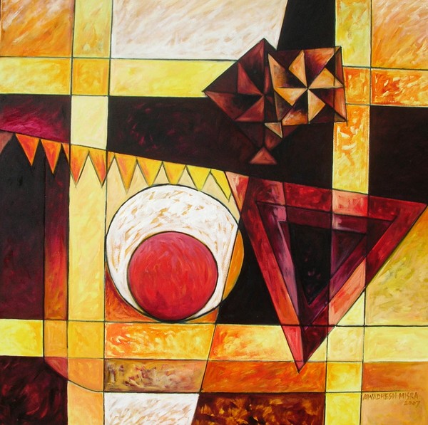 Composition-16/2007, Oil on Canvas, 120x120 Cms