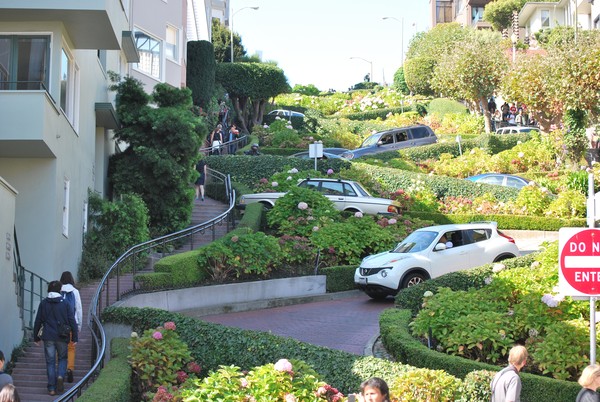 Driving down Lombard St.