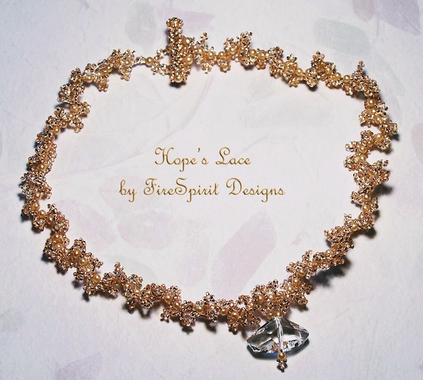 Hope's Lace- OOAK beadwoven bridal necklace
