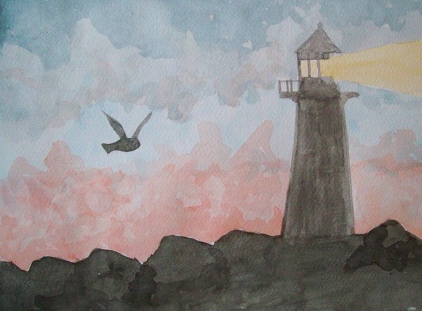 lighthouse at dusk