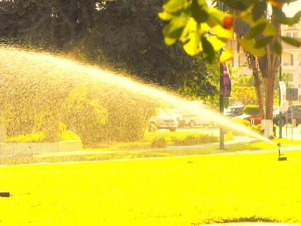 A yellow walkway