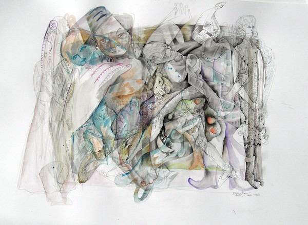 Serie NATURALEZA SUMERGIDA (VIII). Técnica mixta sobre cartulina. 100 x 70 cms. Año 2008