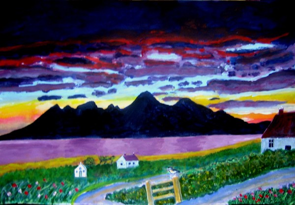 THE ISLE OF RUM AS SEEN FROM THE ISLE OF EIGG, SCO