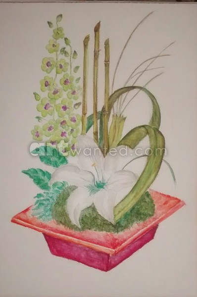 Lily bamboo arrangement