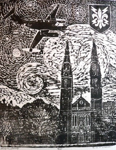 RC-12 in Wiesbaden (Woodblock Print)