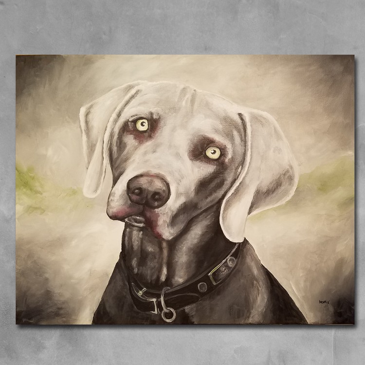Weimaraner-Gun