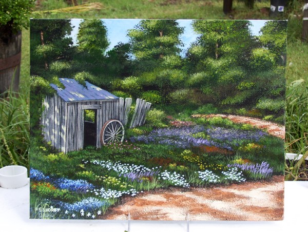 Shed with wildflowers