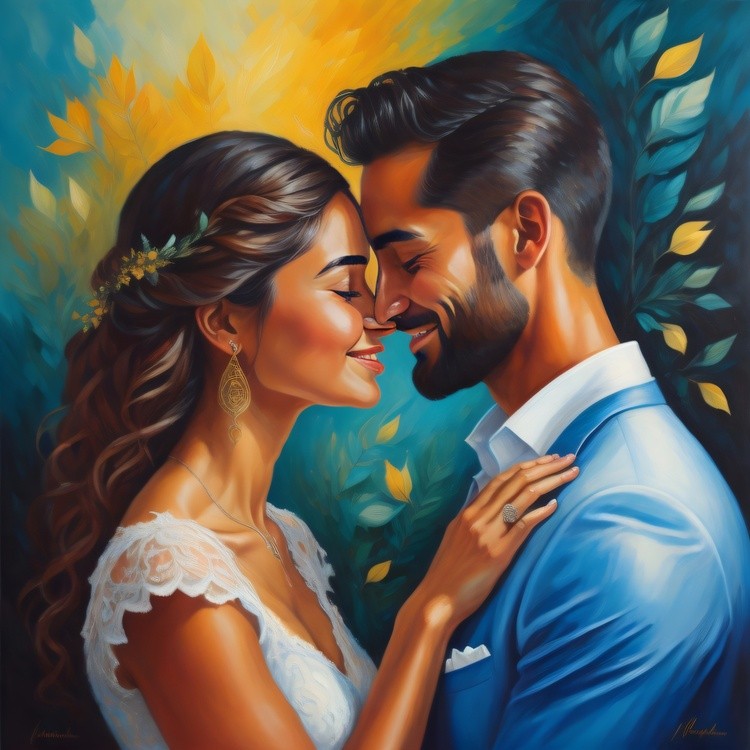 A couple sharing a moment of pure happiness and connection