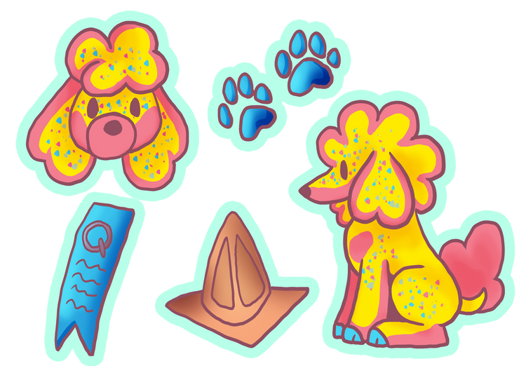 Neon Poodle Sticker Sheet