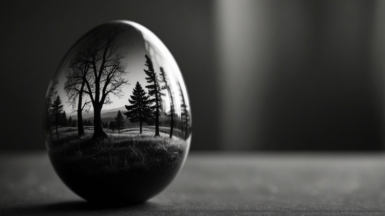 Elegant Black-and-White Crystal Egg Sculpture