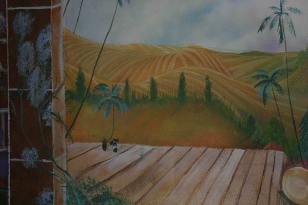 Detail of Italian Mural- features owners dogs