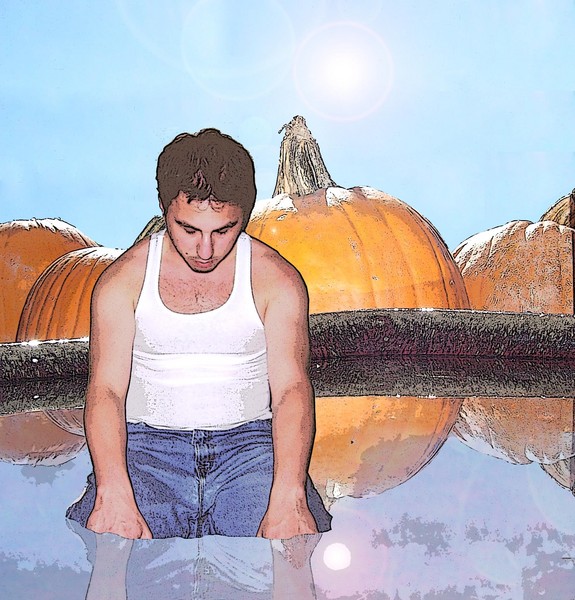 wading near pumpkins