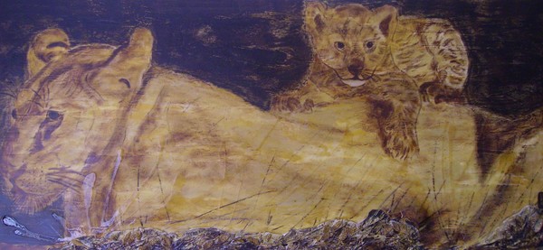 Lioness with cub - SOLD