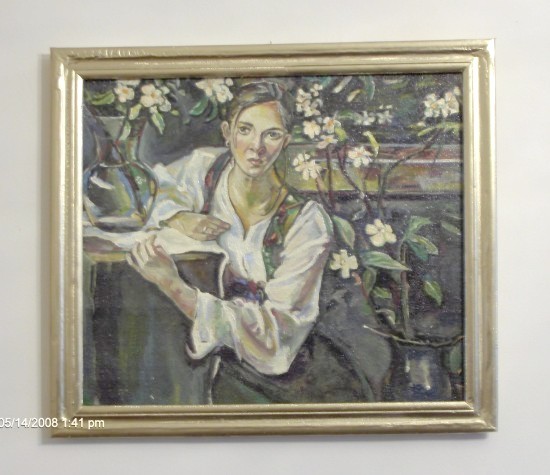woman with cherry flowers