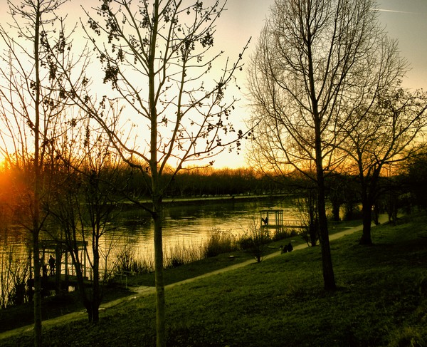 riverwalk in dusk